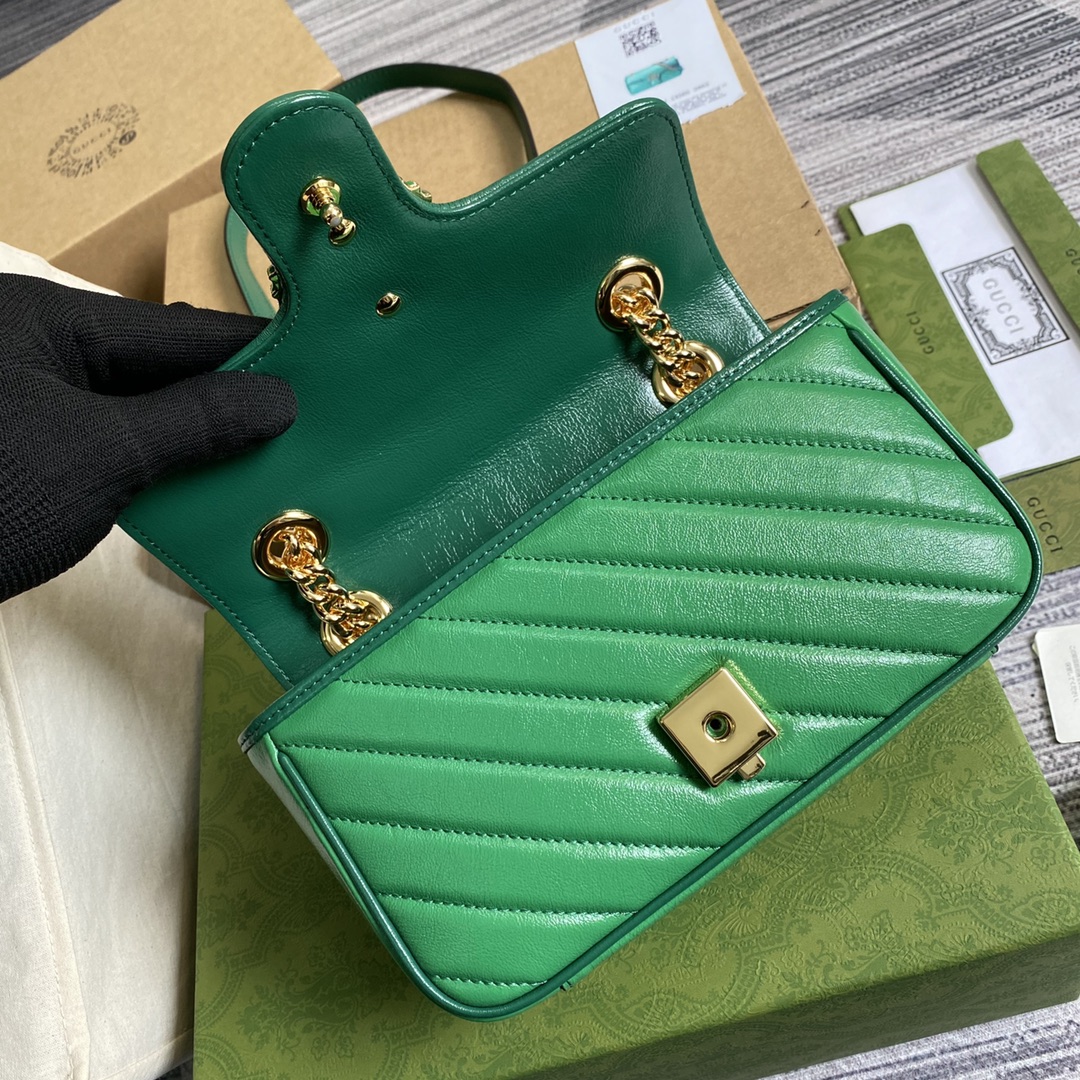 Gucci GG Marmont Matelasse Mini Shoulder Bag 446744 Green